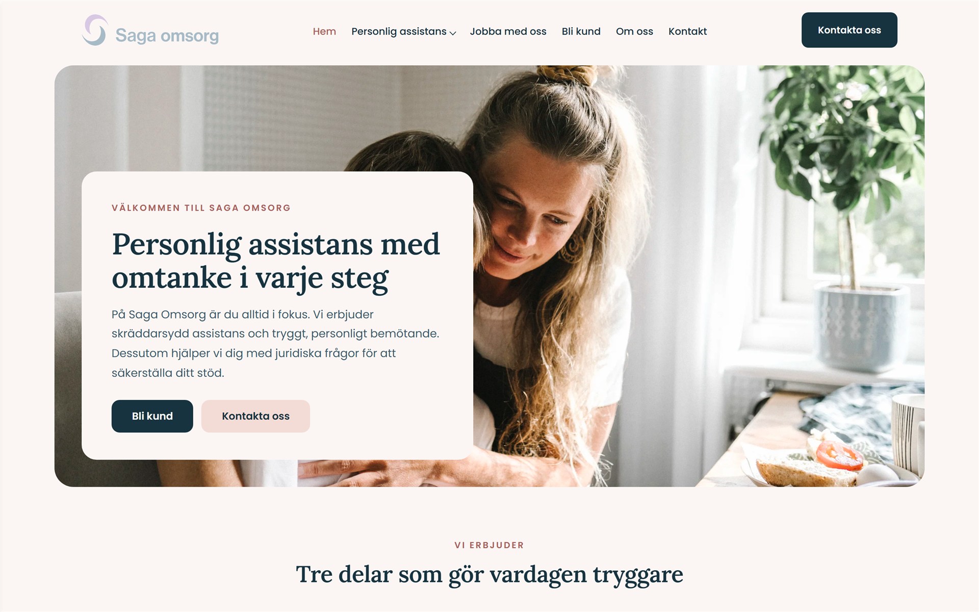 Skärmbild av Saga Omsorg